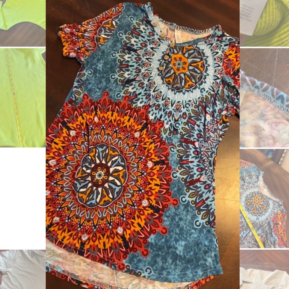 Vibrant Mandala Print Short Sleeve Top